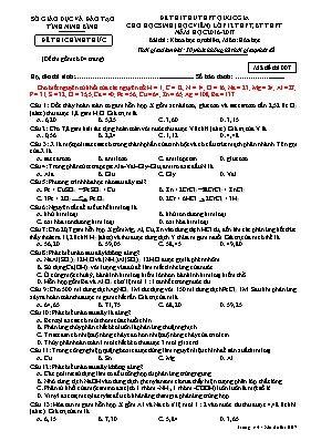 Đề thi thử THPT Quốc gia cho học sinh Lớp 12 THPT, BT THPT môn Hóa học - Mã đề 007 - Năm học 2016-2017 - Sở GD & ĐT Ninh Bình (Có đáp án)