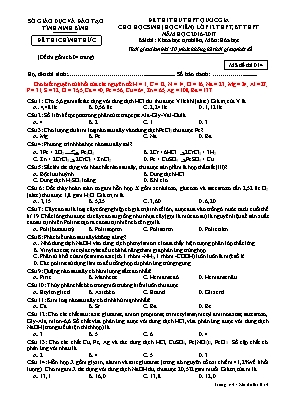 Đề thi thử THPT Quốc gia cho học sinh Lớp 12 THPT, BT THPT môn Hóa học - Mã đề 014 - Năm học 2016-2017 - Sở GD & ĐT Ninh Bình (Có đáp án)