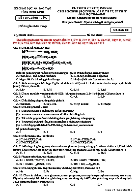 Đề thi thử THPT Quốc gia cho học sinh Lớp 12