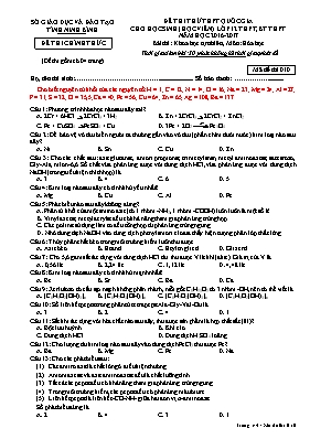 Đề thi thử THPT Quốc gia cho học sinh Lớp 12 THPT, BT THPT môn Hóa học - Mã đề 010 - Năm học 2016-2017 - Sở GD & ĐT Ninh Bình (Có đáp án)