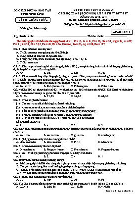 Đề thi thử THPT Quốc gia cho học sinh Lớp 12 THPT, BT THPT môn Hóa học - Mã đề 011 - Năm học 2016-2017 - Sở GD & ĐT Ninh Bình (Có đáp án)
