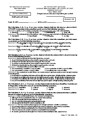 Đề thi thử THPT Quốc gia cho học sinh Lớp 12 