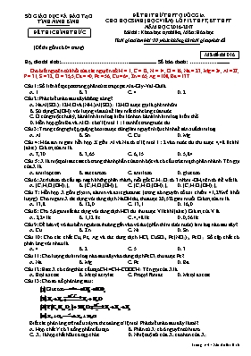 Đề thi thử THPT Quốc gia cho học sinh Lớp 12 THPT, BT THPT môn Hóa học - Mã đề 016 - Năm học 2016-2017 - Sở GD & ĐT Ninh Bình (Có đáp án)