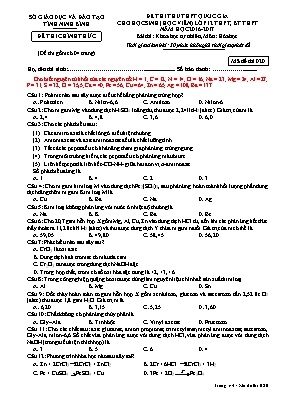 Đề thi thử THPT Quốc gia cho học sinh Lớp 12