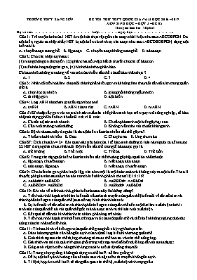Đề thi thử THPT Quốc gia đợt 3 môn Sinh học -