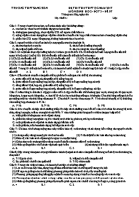 Đề thi thử THPT Quốc gia đợt 3 môn Sinh học -