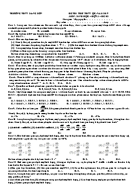 Đề thi thử THPT Quốc gia đợt 3 môn Sinh học -