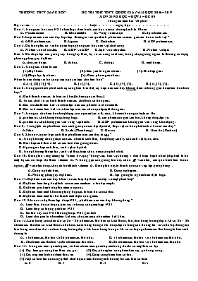 Đề thi thử THPT Quốc gia đợt 3 môn Sinh học -