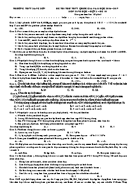 Đề thi thử THPT Quốc gia đợt 3 môn Sinh học -