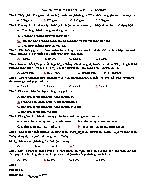 Đề thi thử THPT Quốc gia lần 1 môn Hóa học nă