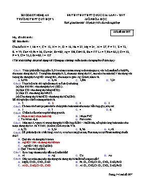 Đề thi thử THPT Quốc gia lần 1 môn Hóa học năm 2017 - Mã đề 007 - Trường THPT Quỳ Hợp 2
