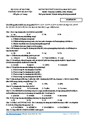 Đề thi thử THPT Quốc gia lần 1 môn Hóa học nă