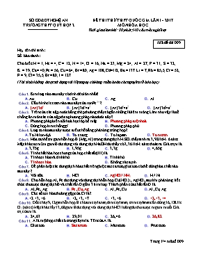 Đề thi thử THPT Quốc gia lần 1 môn Hóa học năm 2017 - Mã đề 009 - Trường THPT Quỳ Hợp 2