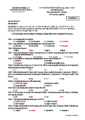 Đề thi thử THPT Quốc gia lần 1 môn Hóa học nă