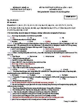 Đề thi thử THPT Quốc gia lần 1 môn Hóa học năm 2017 - Mã đề 014 - Trường THPT Quỳ Hợp 2