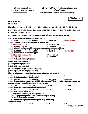 Đề thi thử THPT Quốc gia lần 1 môn Hóa học năm 2017 - Mã đề 015 - Trường THPT Quỳ Hợp 2