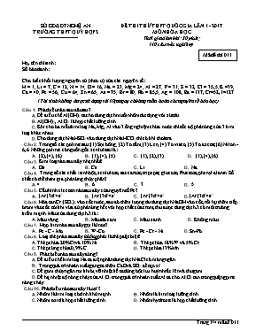 Đề thi thử THPT Quốc gia lần 1 môn Hóa học năm 2017 - Mã đề 011 - Trường THPT Quỳ Hợp 2