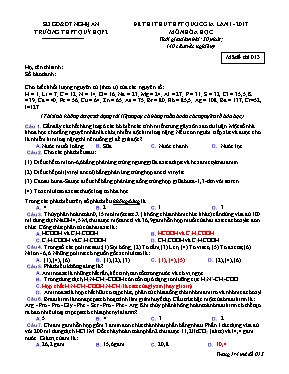 Đề thi thử THPT Quốc gia lần 1 môn Hóa học năm 2017 - Mã đề 013 - Trường THPT Quỳ Hợp 2