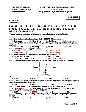 Đề thi thử THPT Quốc gia lần 1 môn Hóa học năm 2017 - Mã đề 016 - Trường THPT Quỳ Hợp 2