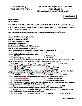 Đề thi thử THPT Quốc gia lần 1 môn Hóa học năm 2017 - Mã đề 018 - Trường THPT Quỳ Hợp 2