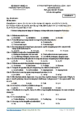 Đề thi thử THPT Quốc gia lần 1 môn Hóa học nă
