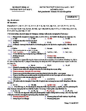 Đề thi thử THPT Quốc gia lần 1 môn Hóa học năm 2017 - Mã đề 021 - Trường THPT Quỳ Hợp 2