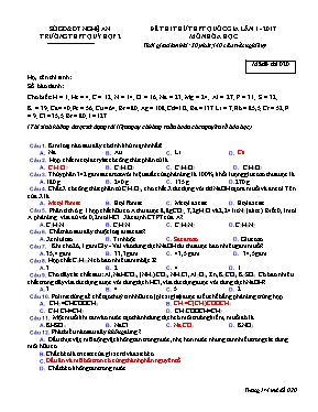 Đề thi thử THPT Quốc gia lần 1 môn Hóa học năm 2017 - Mã đề 020 - Trường THPT Quỳ Hợp 2