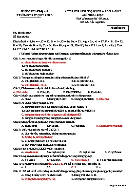 Đề thi thử THPT Quốc gia lần 1 môn Hóa học nă