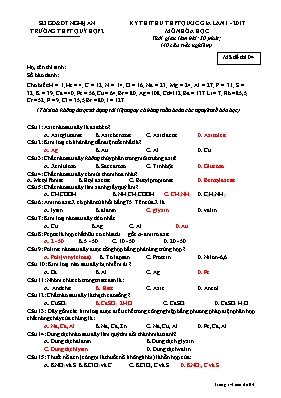 Đề thi thử THPT Quốc gia lần 1 môn Hóa học nă