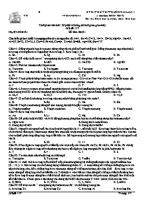 Đề thi thử THPT Quốc gia lần 1 môn Hóa học nă
