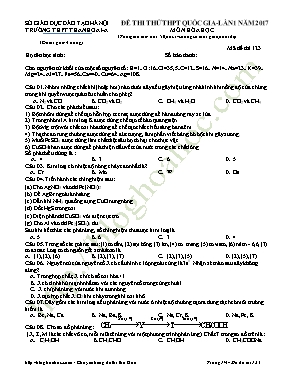 Đề thi thử THPT Quốc gia lần 1 môn Hóa học nă