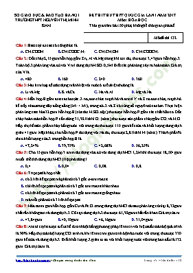 Đề thi thử THPT Quốc gia lần 1 môn Hóa học nă