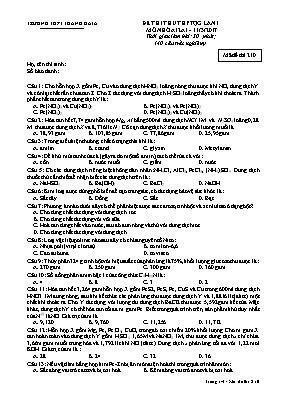 Đề thi thử THPT Quốc gia lần 1 môn Hóa học nă