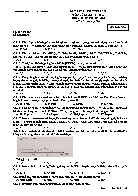 Đề thi thử THPT Quốc gia lần 1 môn Hóa học nă