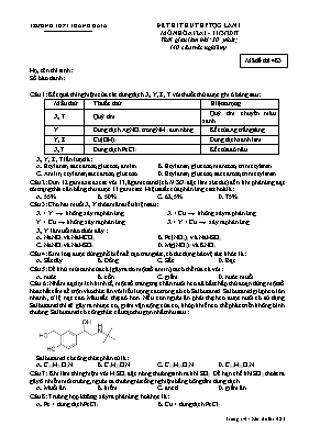 Đề thi thử THPT Quốc gia lần 1 môn Hóa học nă