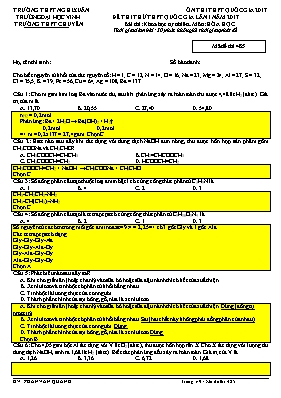 Đề thi thử THPT Quốc gia lần 1 môn Hóa học nă
