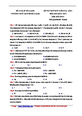 Đề thi thử THPT Quốc gia lần 1 môn Hóa học nă