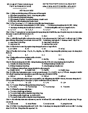 Đề thi thử THPT Quốc gia lần 1 môn Hóa học năm 2017 - Trường THPT Huỳnh Ngọc Huệ