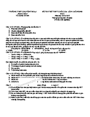 Đề thi thử THPT Quốc gia lần 1 môn Sinh học năm 2017 - Trường THPT Thoại Ngọc Hầu (Có đáp án)