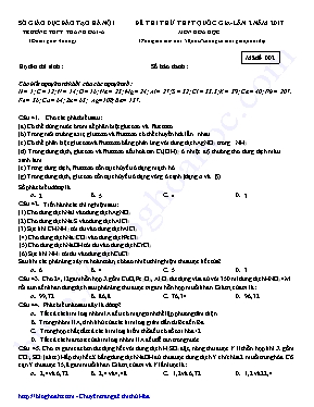 Đề thi thử THPT Quốc gia lần 2 môn Hóa học nă