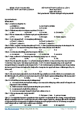 Đề thi thử THPT Quốc gia lần 2 môn Hóa học nă