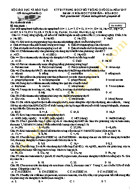 Đề thi thử THPT Quốc gia lần 3 môn Hóa học năm 2017 - Mã đề 003
