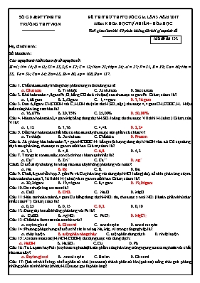Đề thi thử THPT Quốc gia lần 3 môn Hóa học nă