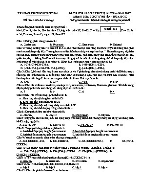 Đề thi thử THPT Quốc gia lần 3 môn Hóa học năm 2017 - Mã đề 132 - Trường THPT Nguyễn Trãi