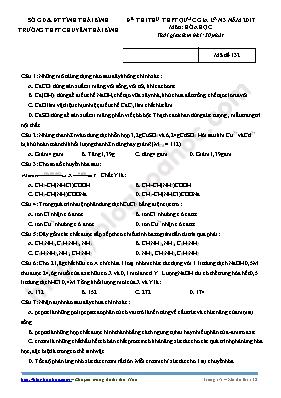 Đề thi thử THPT Quốc gia lần 3 môn Hóa học nă