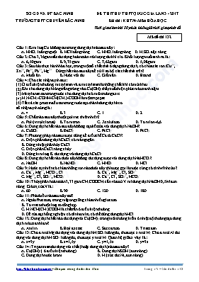 Đề thi thử THPT Quốc gia lần 3 môn Hóa học nă