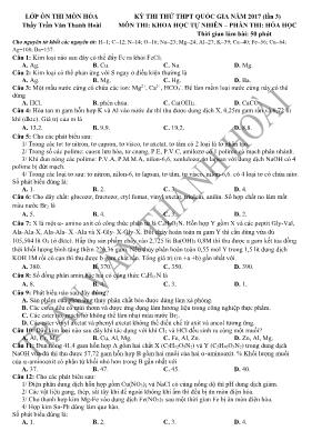 Đề thi thử THPT Quốc gia lần 3 môn Hóa học năm 2017 - Trần Văn Thanh Hoài