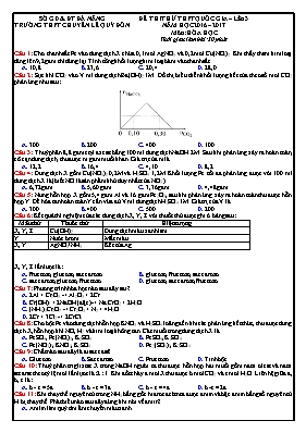 Đề thi thử THPT Quốc gia lần 3 môn Hóa học nă