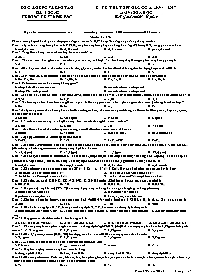 Đề thi thử THPT Quốc gia lần 4 môn Hóa học năm 2017 - Mã đề 675 - Trường THPT Vĩnh Bảo
