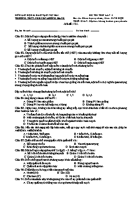 Đề thi thử THPT Quốc gia lần 4 môn Sinh học - Mã đề 121 - Trường THPT Nguyễn Lương Bằng